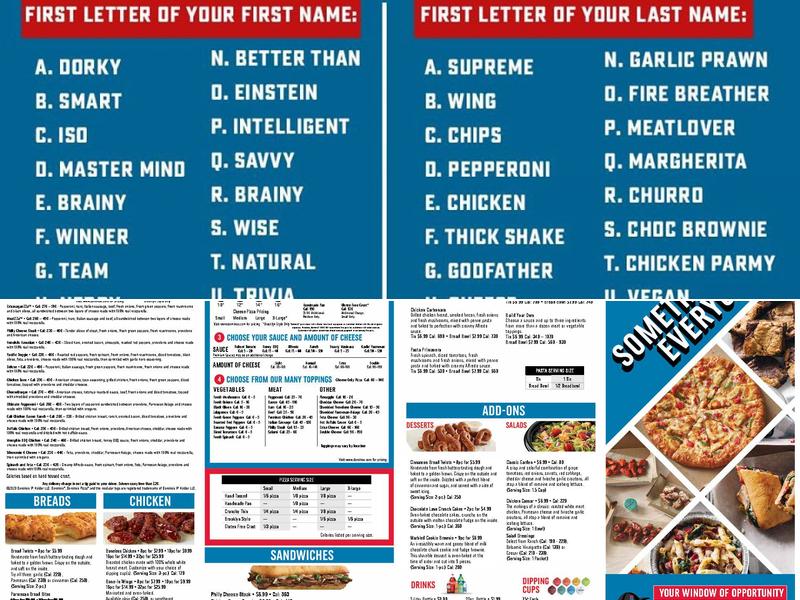 Domino's Pizza Menu