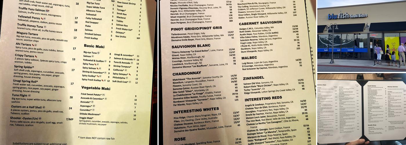 Blufish Menu