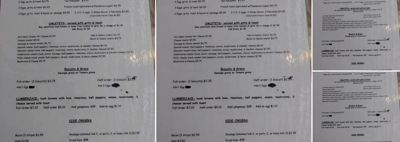 Country Folks Cafe Menu