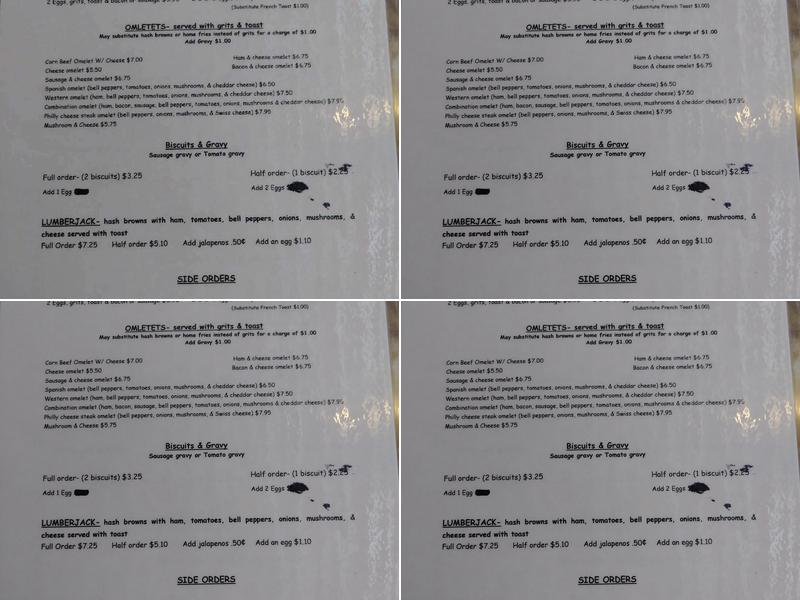 Country Folks Cafe Menu