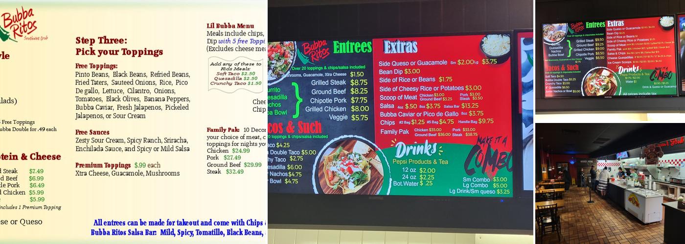 Bubba Ritos Menu