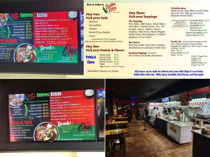 Bubba Ritos Menu