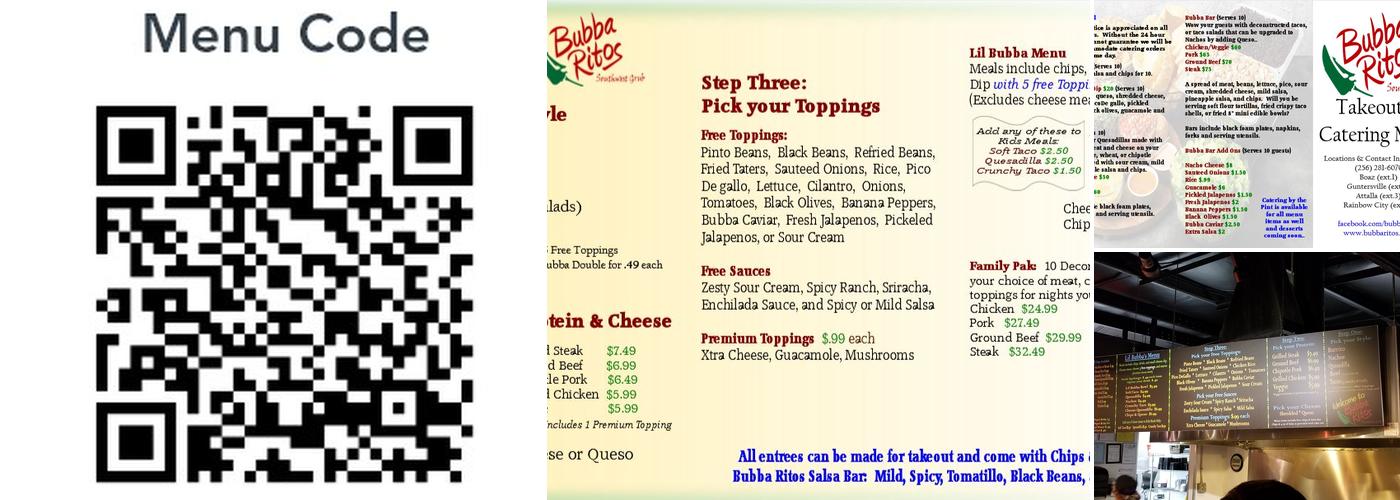 Bubba Ritos Menu