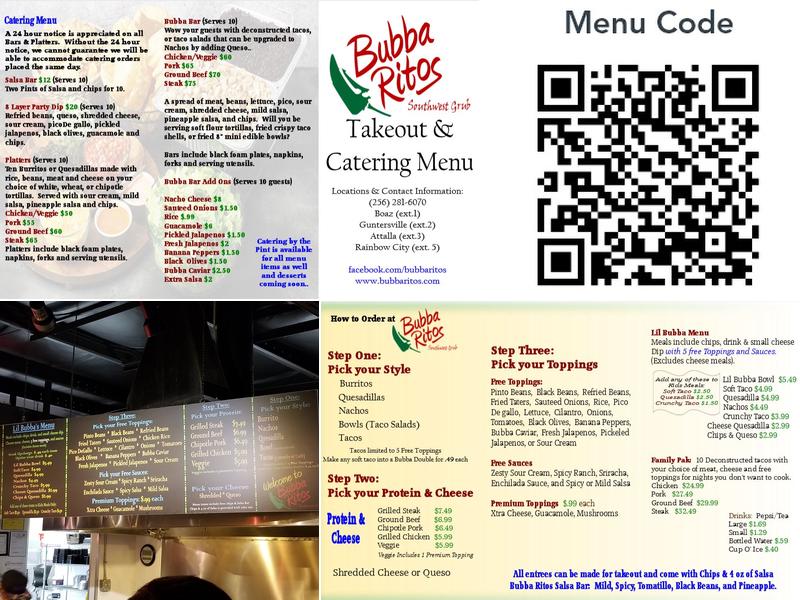 Bubba Ritos Menu