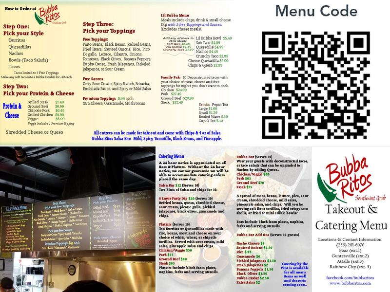 Bubba Ritos Menu