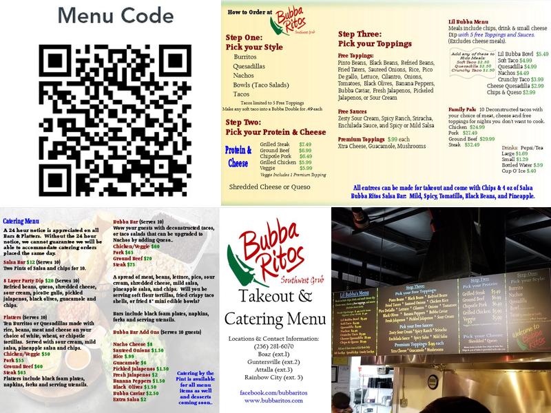 Bubba Ritos Menu