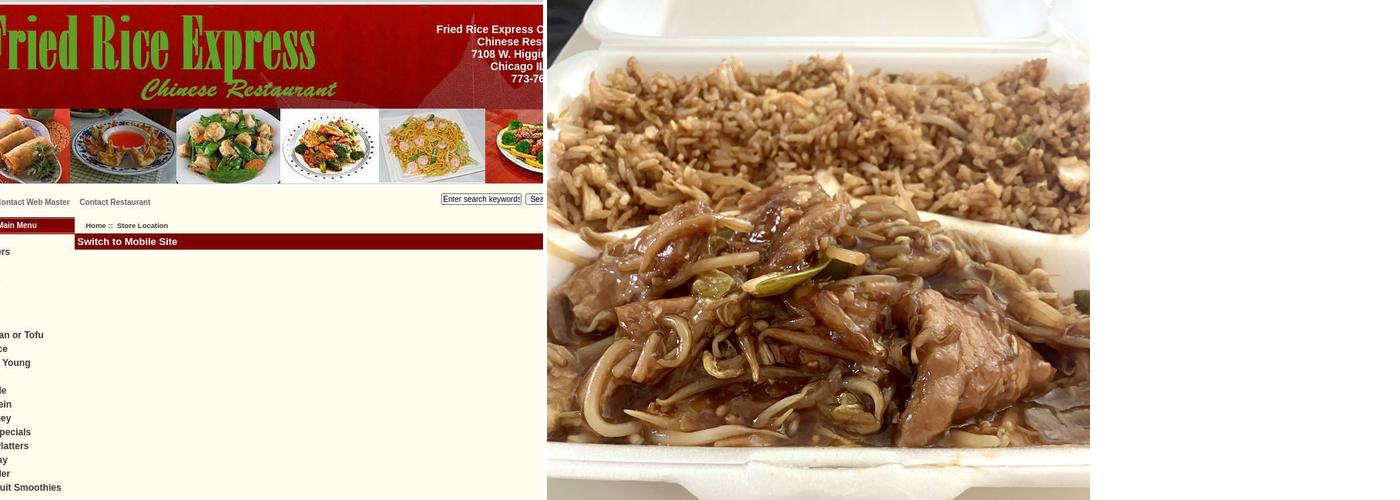 Fried Rice Express Menu