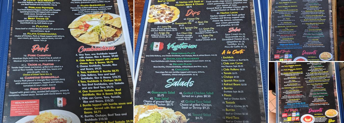 Old Mexico Restaurant Menu