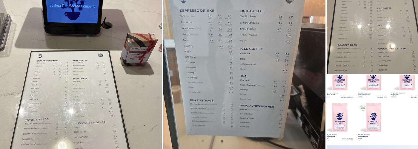 Joshua Tree Coffee Company Menu