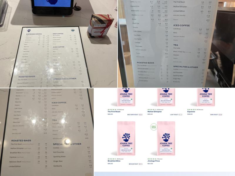 Joshua Tree Coffee Company Menu