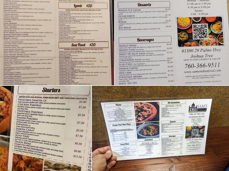 Sam's Indian Food & Pizza Menu