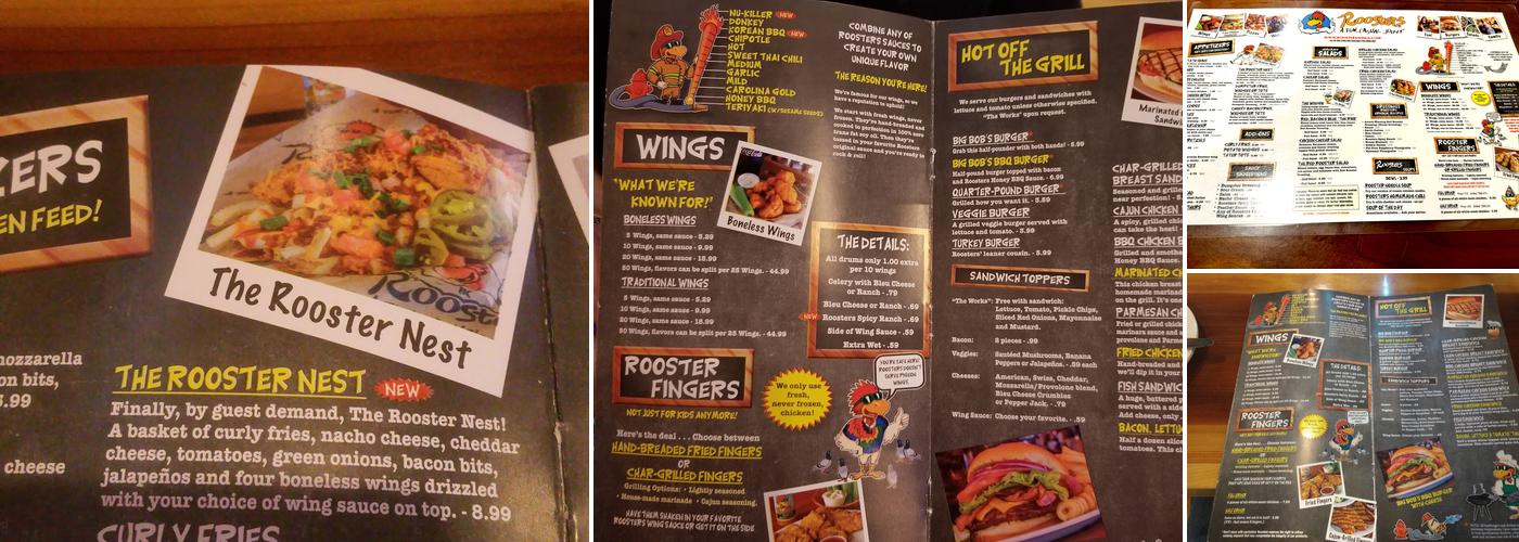 Roosters Menu
