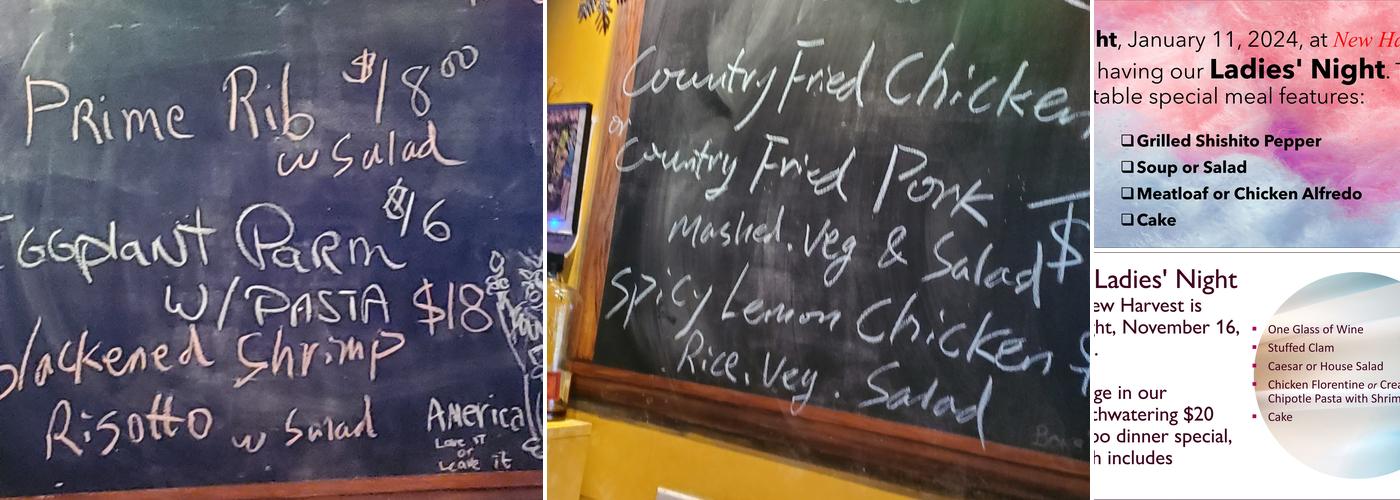 New Harvest Restaurant Menu