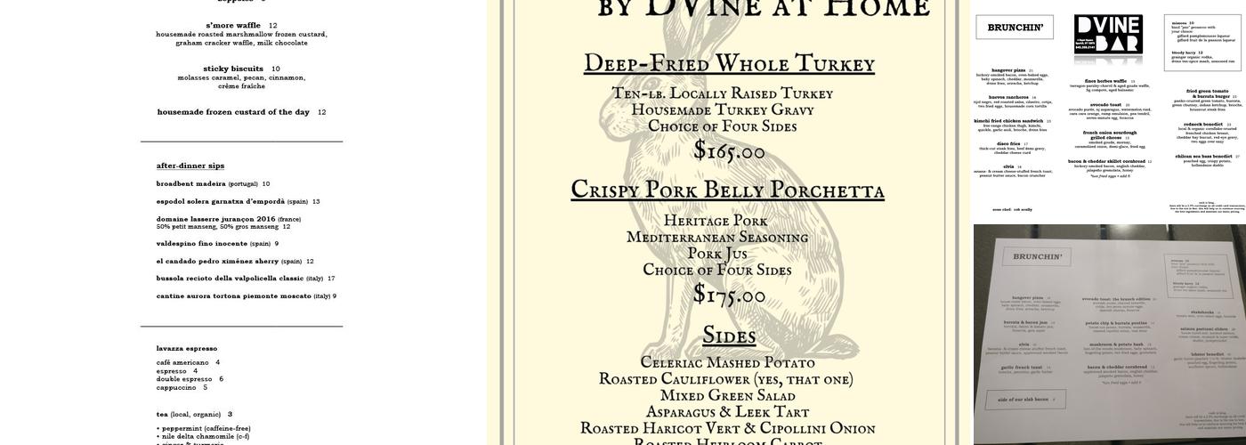 DVINE BAR Menu
