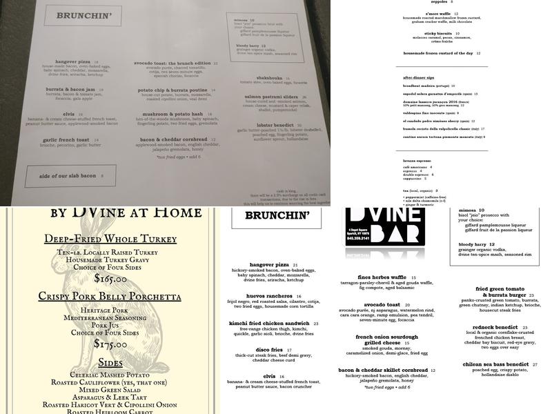 DVINE BAR Menu