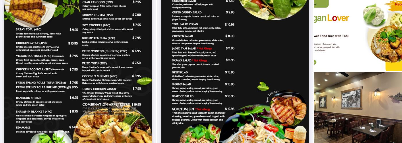 Jaded Thai Menu