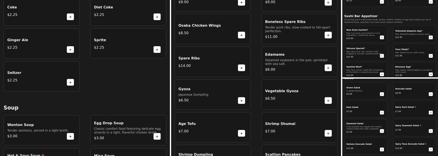 Osaka Sushi Menu