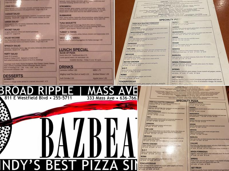 Bazbeaux Menu