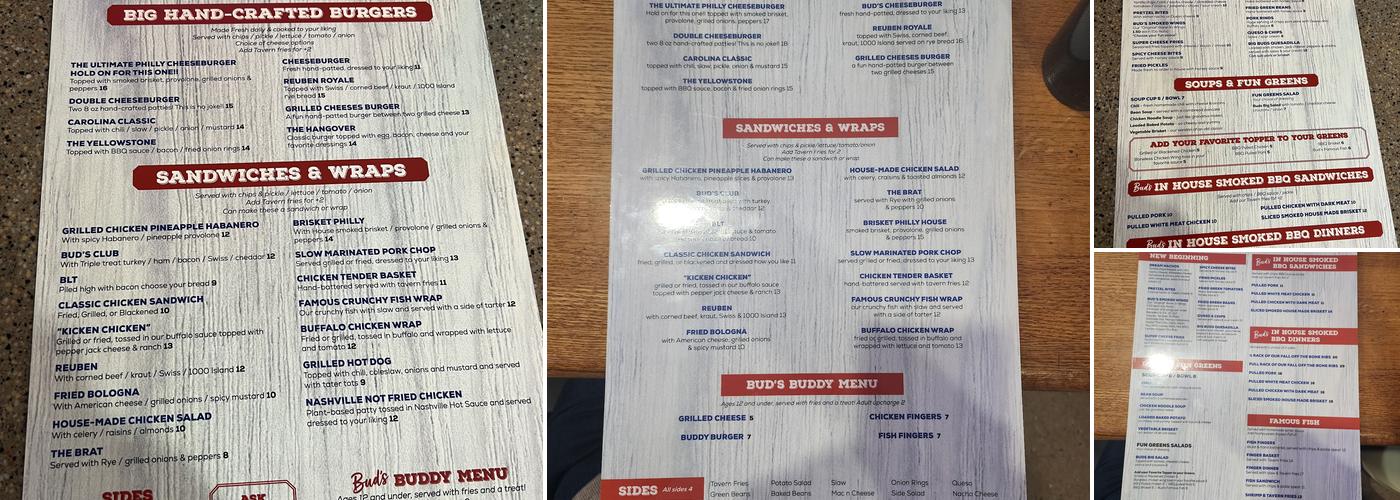 Bud's Tavern Menu