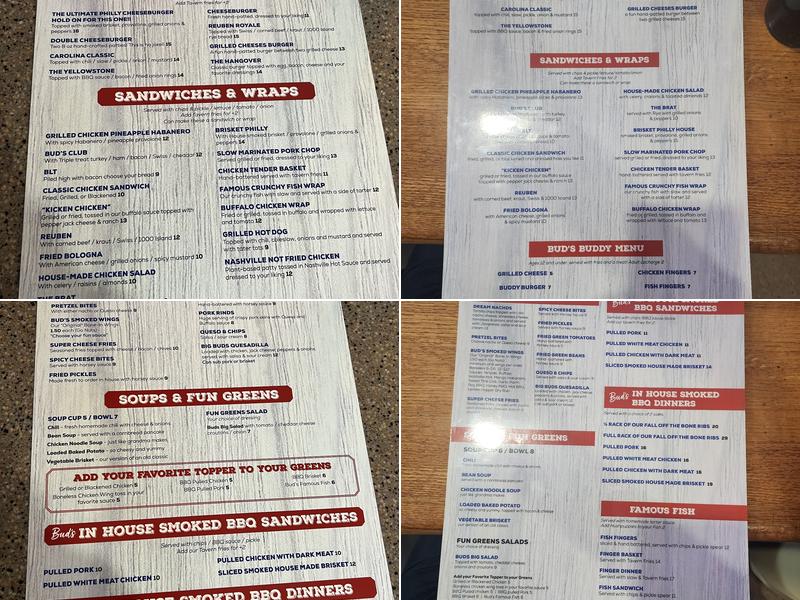 Bud's Tavern Menu