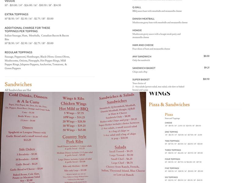 Barry's Pizza and Wings Menu
