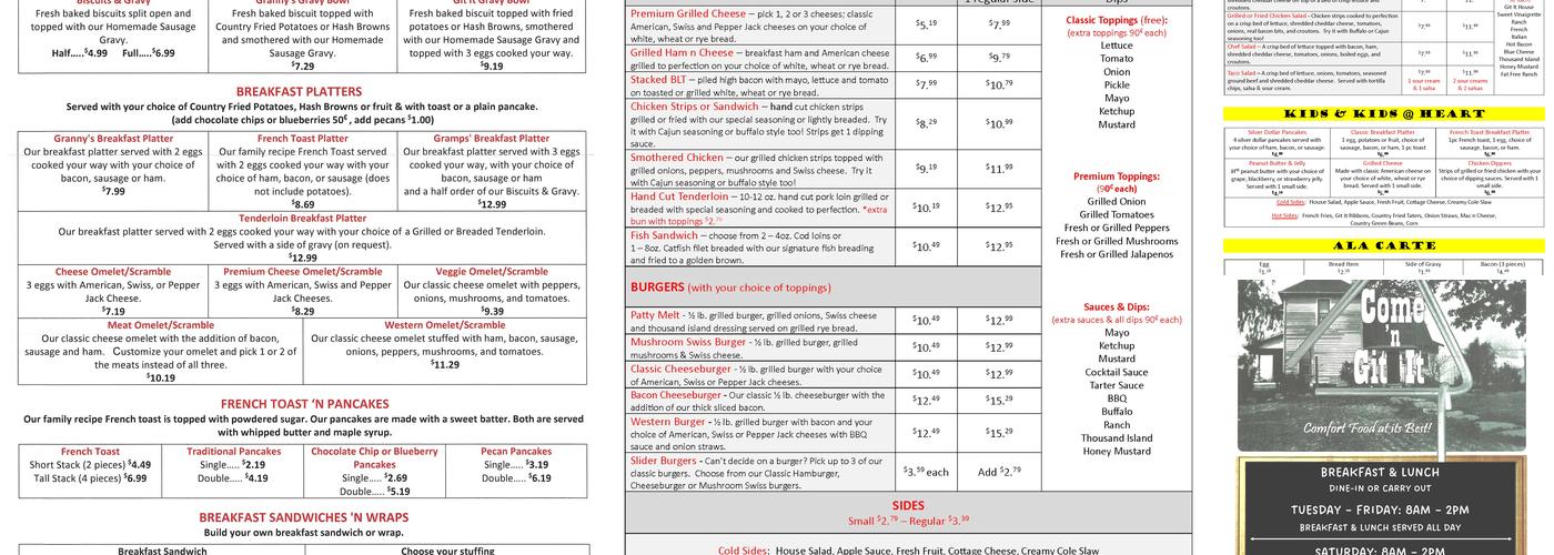 Come N Git It Menu