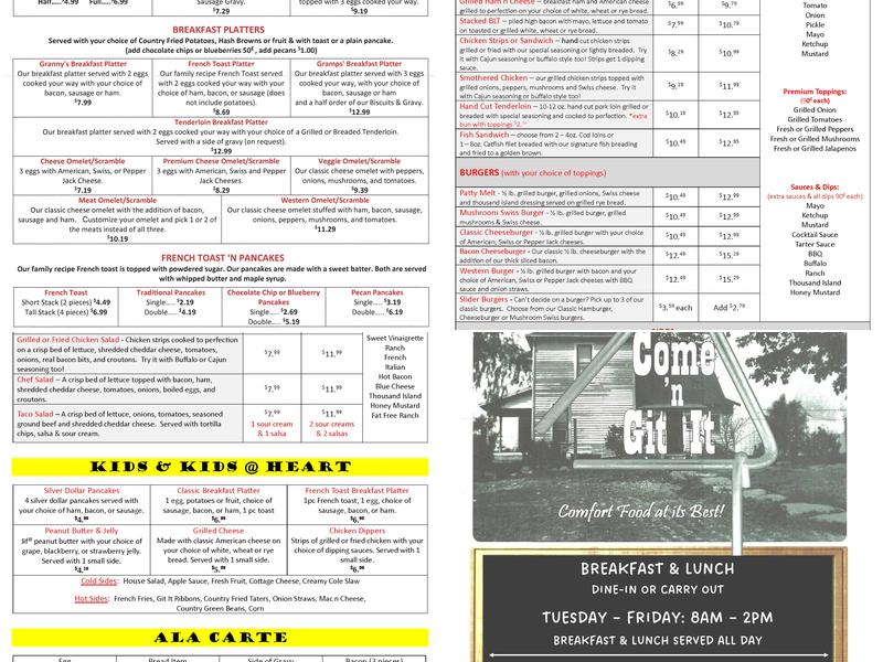 Come N Git It Menu