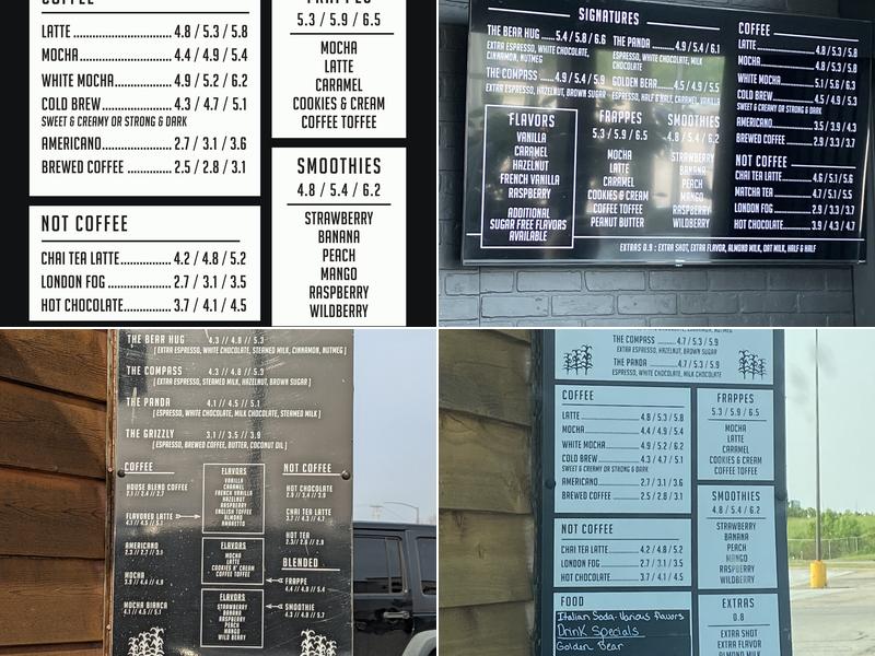 Lost Bear Coffee Menu