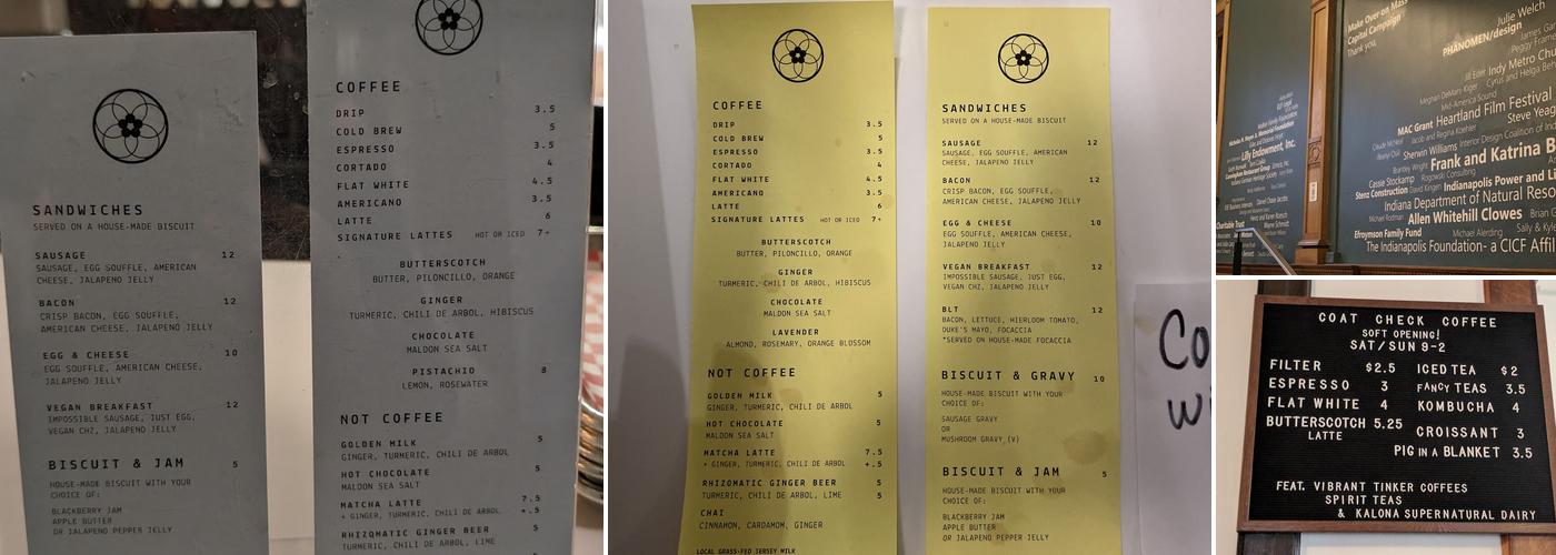 Coat Check Coffee Menu