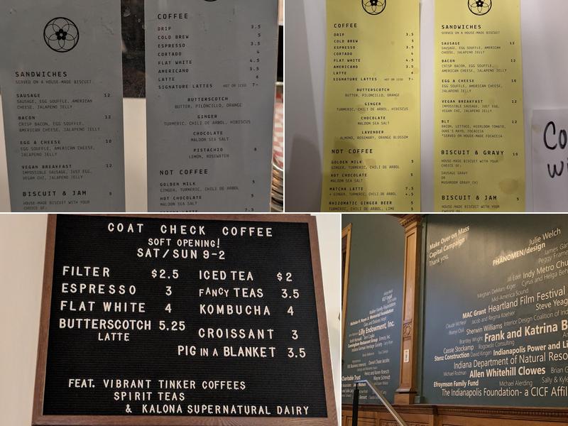 Coat Check Coffee Menu