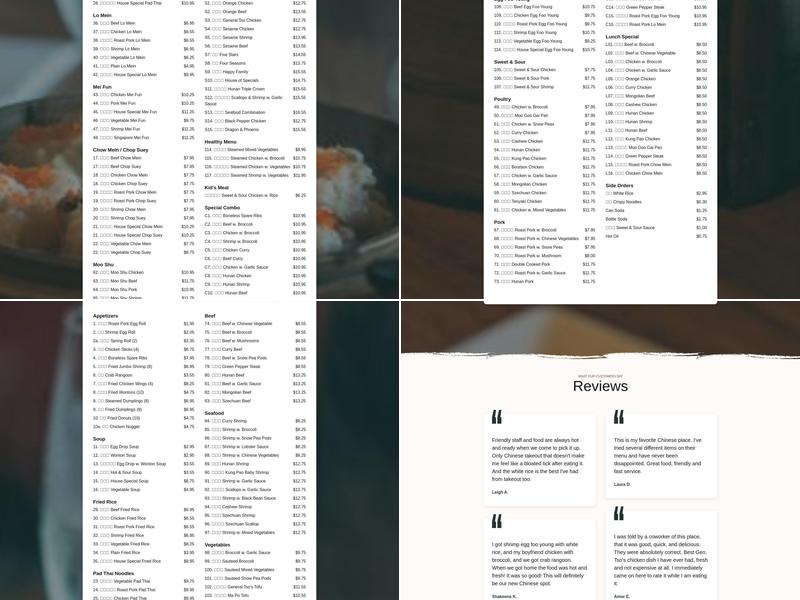 WOK & ROLL CHINESE RESTAURANT Menu