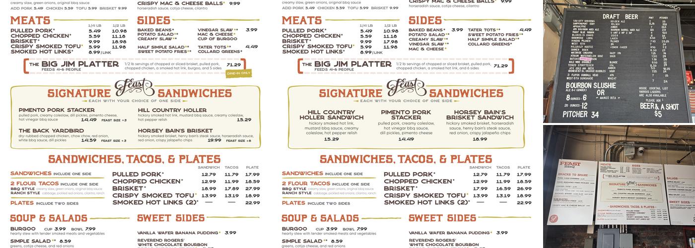 Feast BBQ Menu
