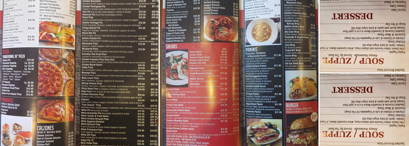 Village Pizza & Pasta Menu