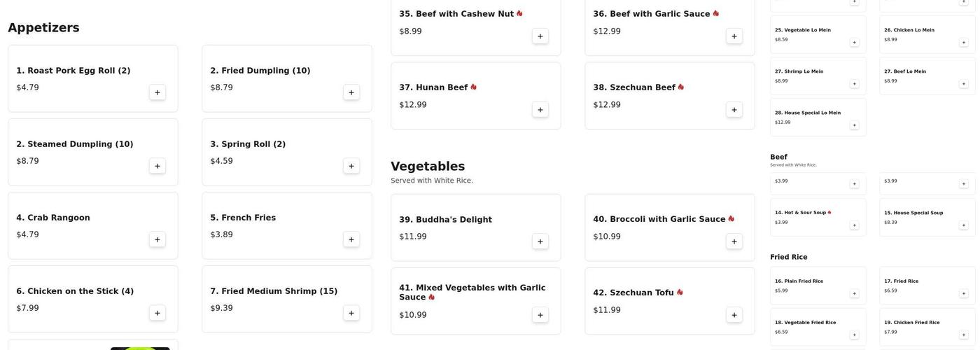 Panda Kitchen (NO BUFFET) Menu