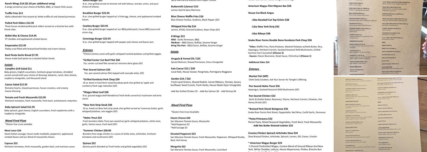 Campfire Grill Restaurant Menu