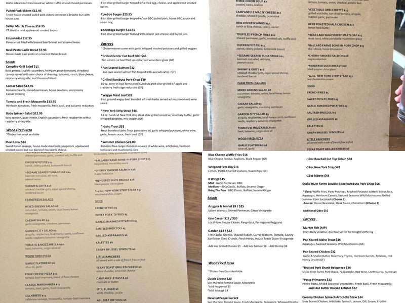Campfire Grill Restaurant Menu