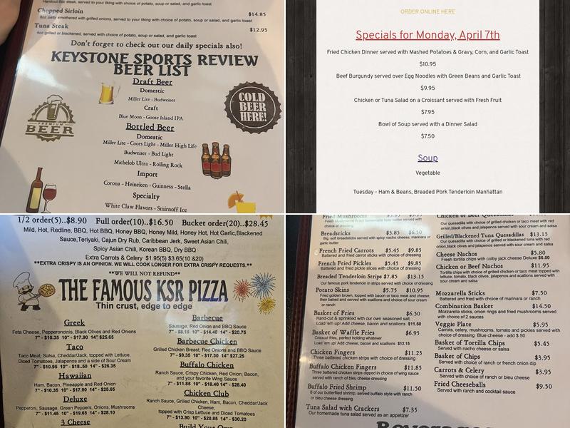 Keystone Sports Review Menu