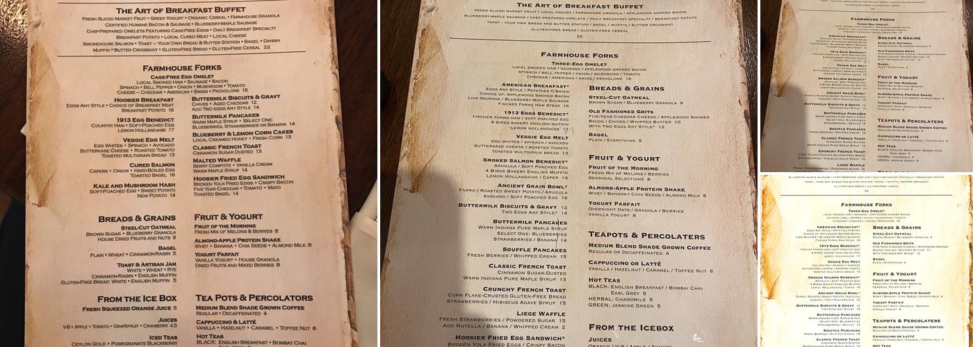 1913 Restaurant Menu