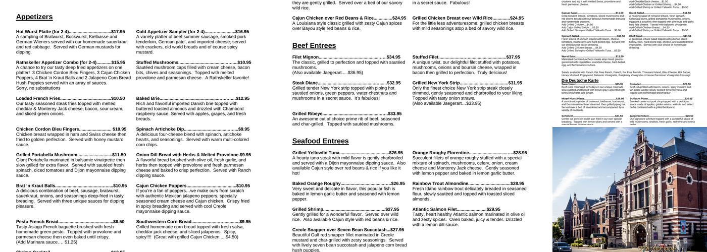 The Rathskeller Menu