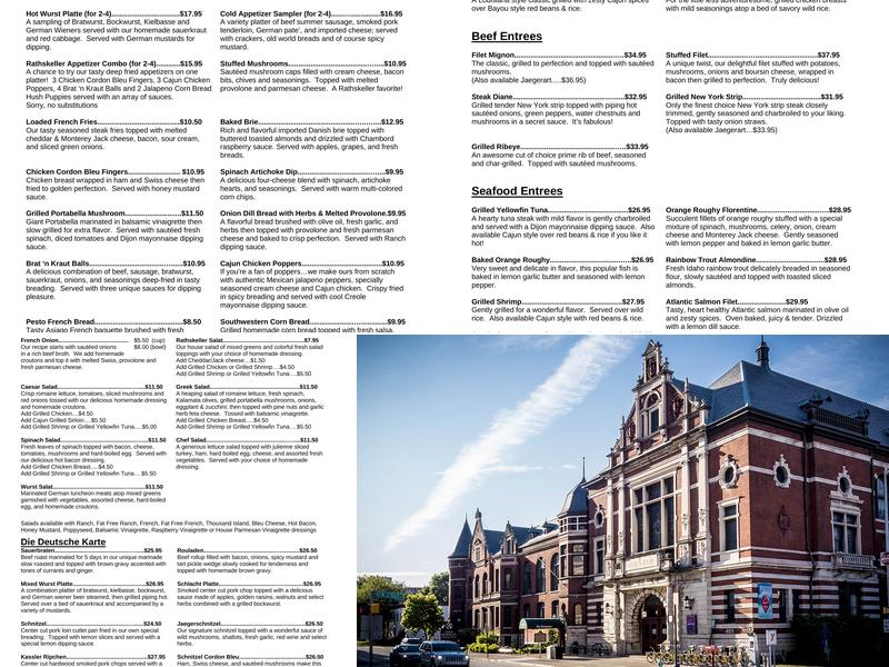 The Rathskeller Menu