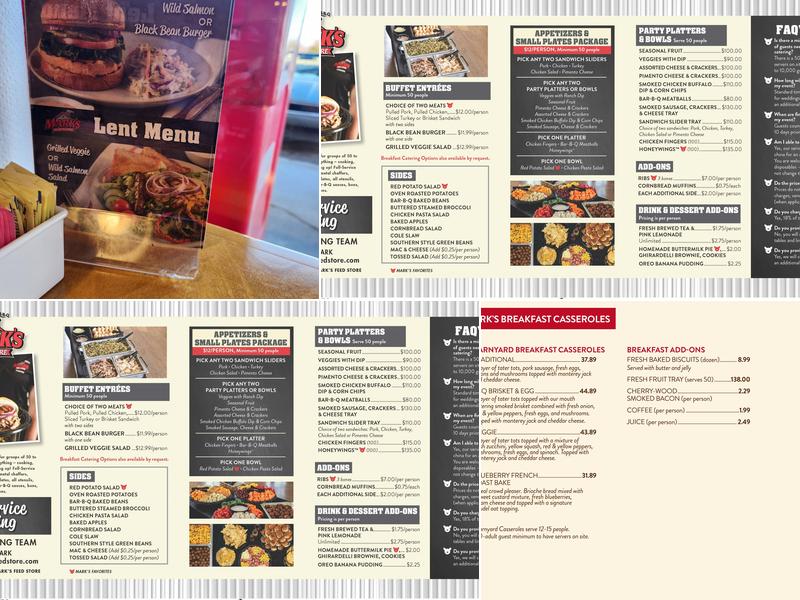 Mark's Feed Store Menu