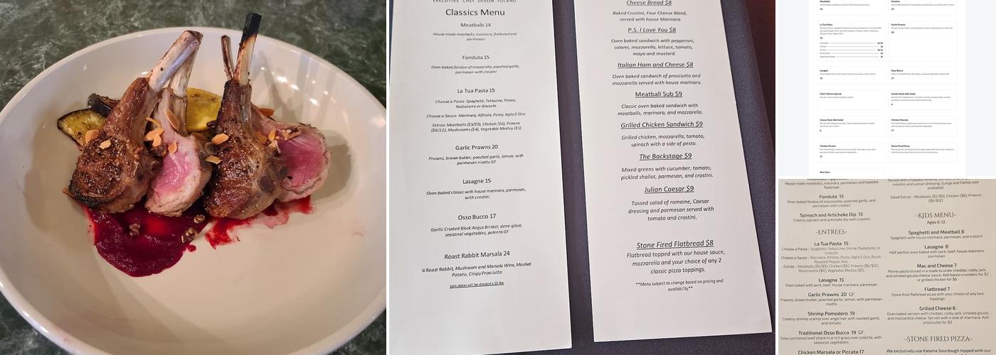 Backstage Cafe Menu
