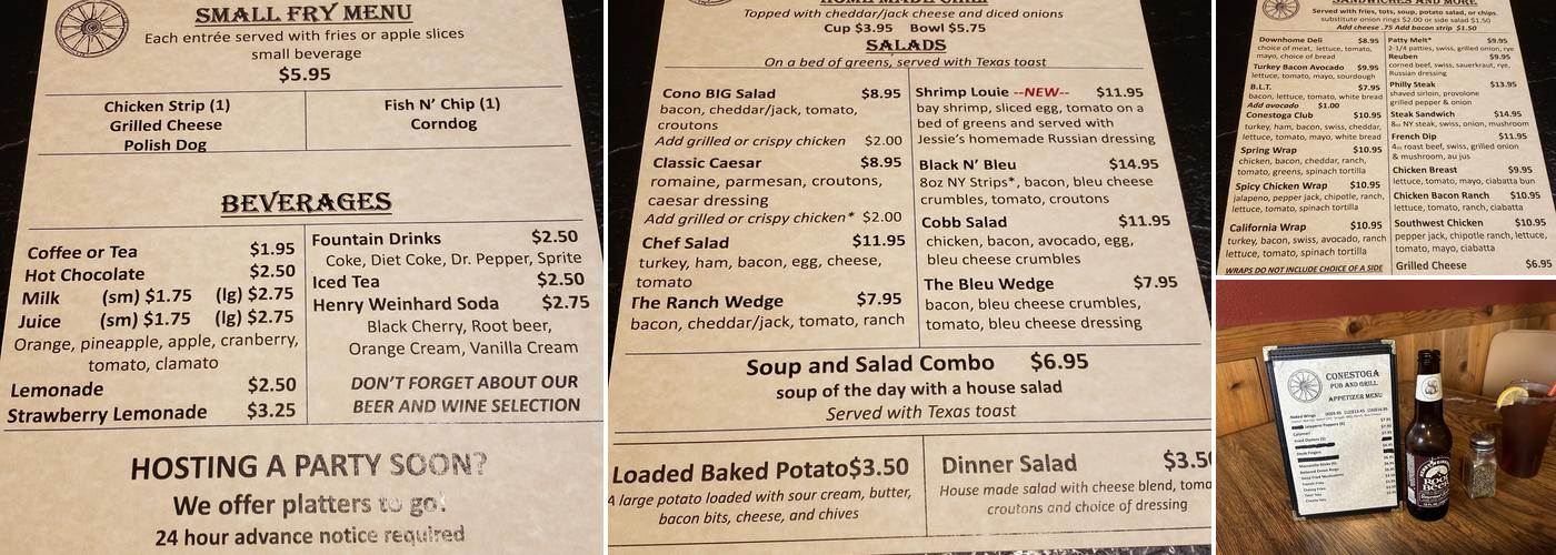 Conestoga Bar and Grill Menu