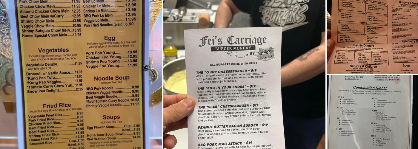 Fei’s Carriage Restaurant & Lounge Menu