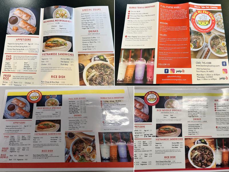 Banh Mi Pho Shop Menu