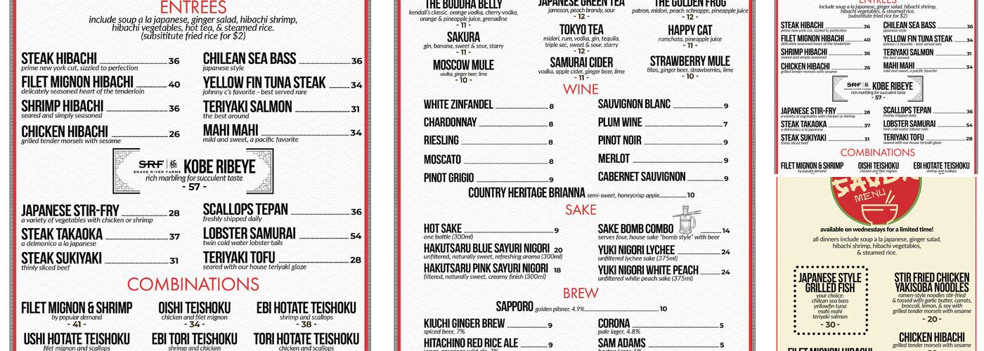 Takaoka of Japan Menu