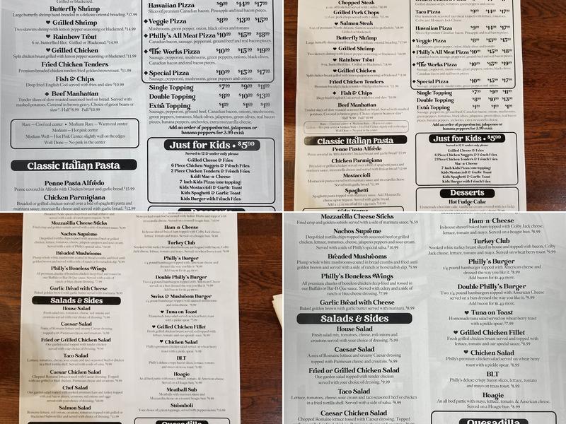 Philly's Restaurant Menu