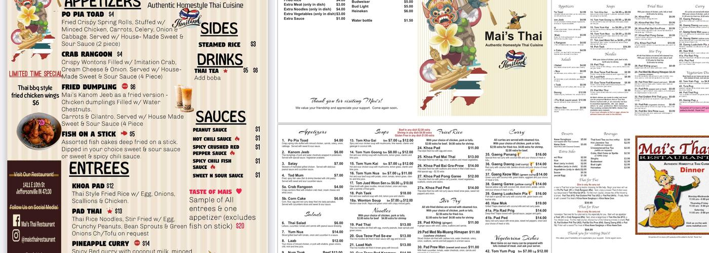 Mai's Thai Restaurant Menu