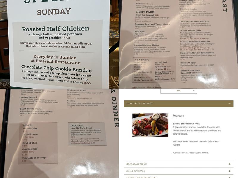 Emerald Restaurant Menu