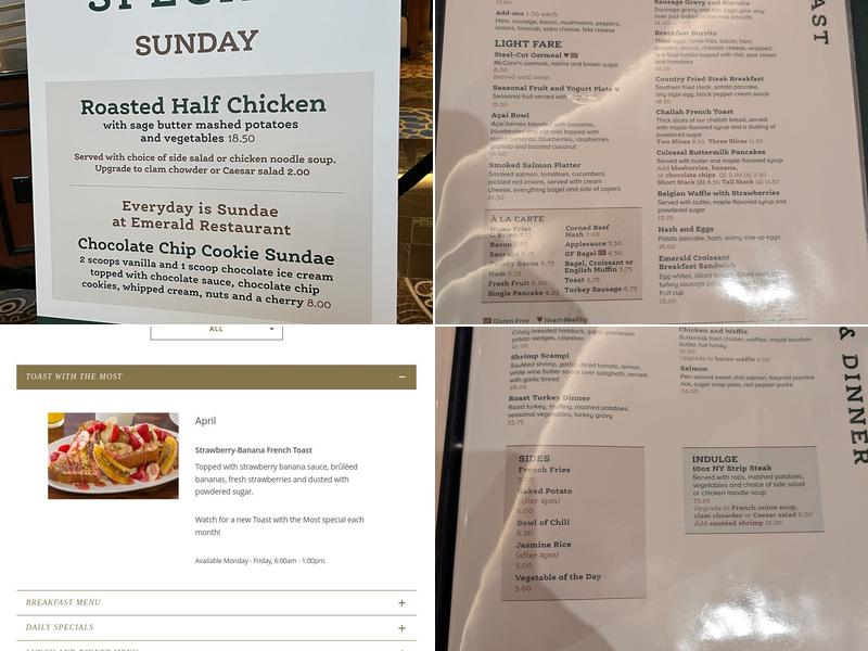 Emerald Restaurant Menu